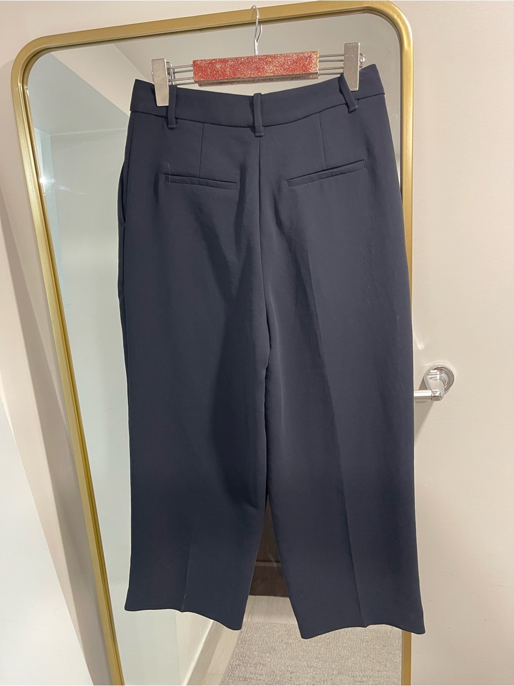 Aritzia The Effortless Pant Cropped - Crepette navy blue admiral size 6 wide leg - Picture 6 of 8